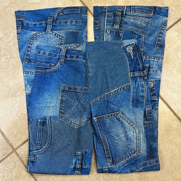 New! Generation Kiss Dolls Kill Harper Faux Denim Flare Leggings Pants S Rave - Picture 8 of 10